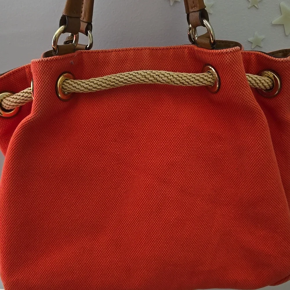Michael Kors Coral Shoulder Bag with Tan Straps